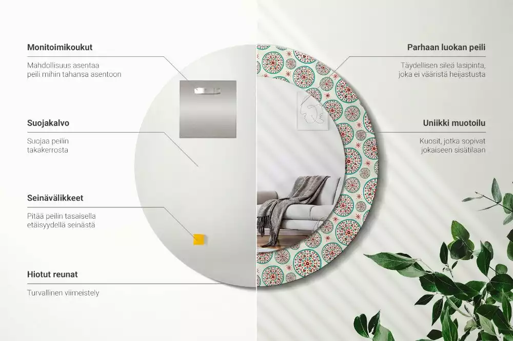 Lustro ścienne dekoracyjne w stylu boho