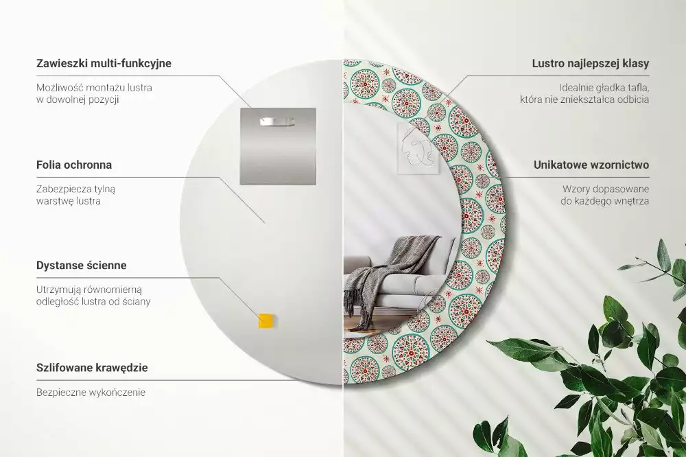Lustro ścienne dekoracyjne w stylu boho