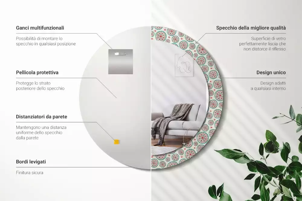 Lustro ścienne dekoracyjne w stylu boho