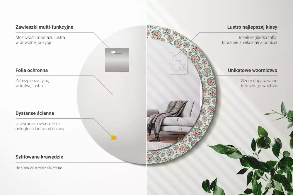 Lustro ścienne dekoracyjne w stylu boho