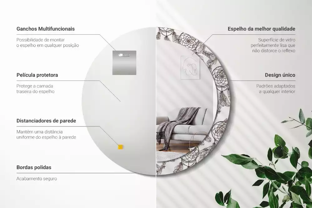 Lustro z drukowaną ramką z motywem łapacza snów