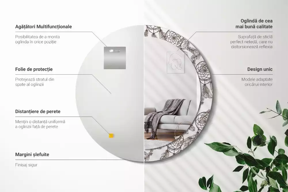 Lustro z drukowaną ramką z motywem łapacza snów