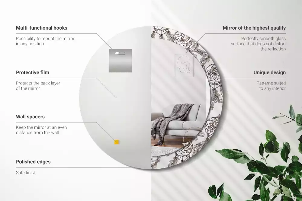 Lustro z drukowaną ramką z motywem łapacza snów