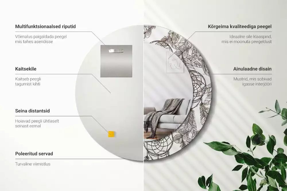 Lustro z drukowaną ramką z motywem łapacza snów