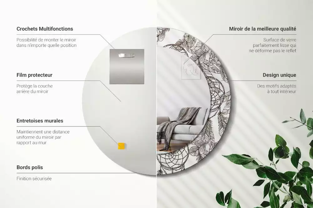 Lustro z drukowaną ramką z motywem łapacza snów