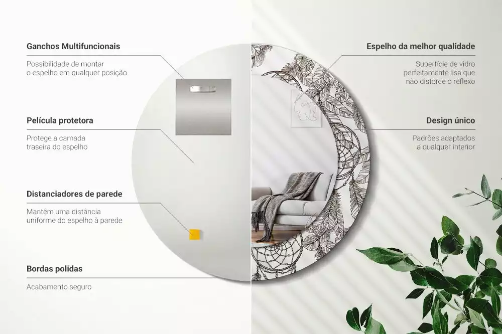 Lustro z drukowaną ramką z motywem łapacza snów