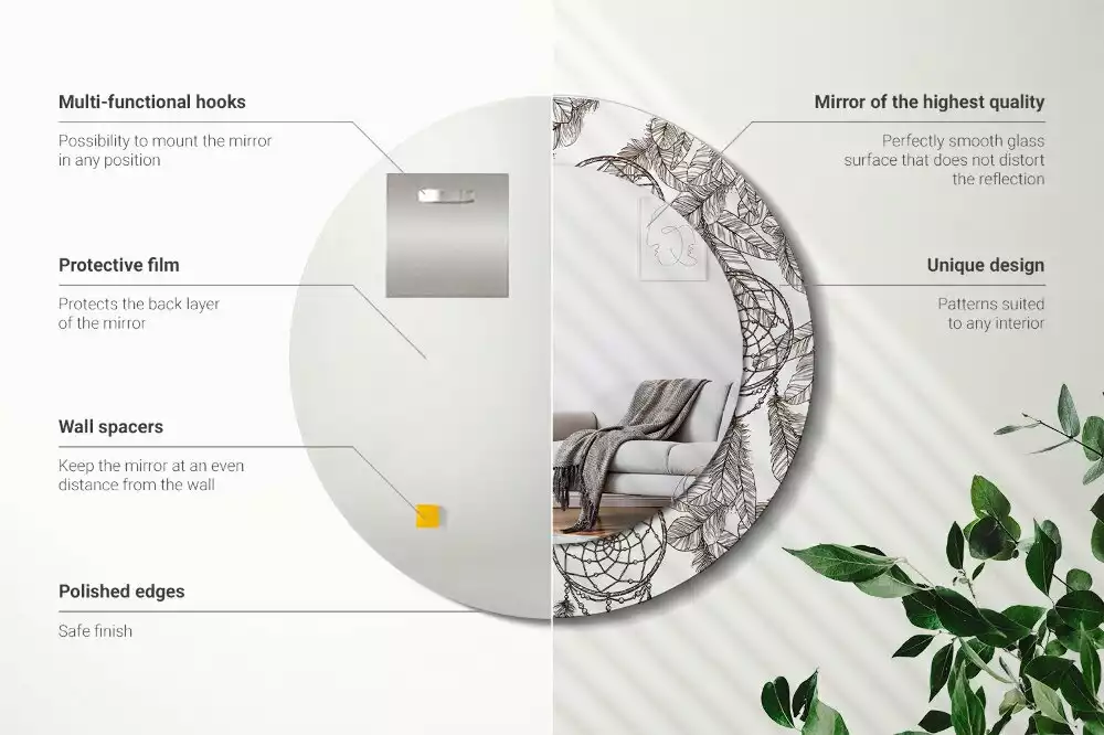 Lustro z drukowaną ramką z motywem łapacza snów