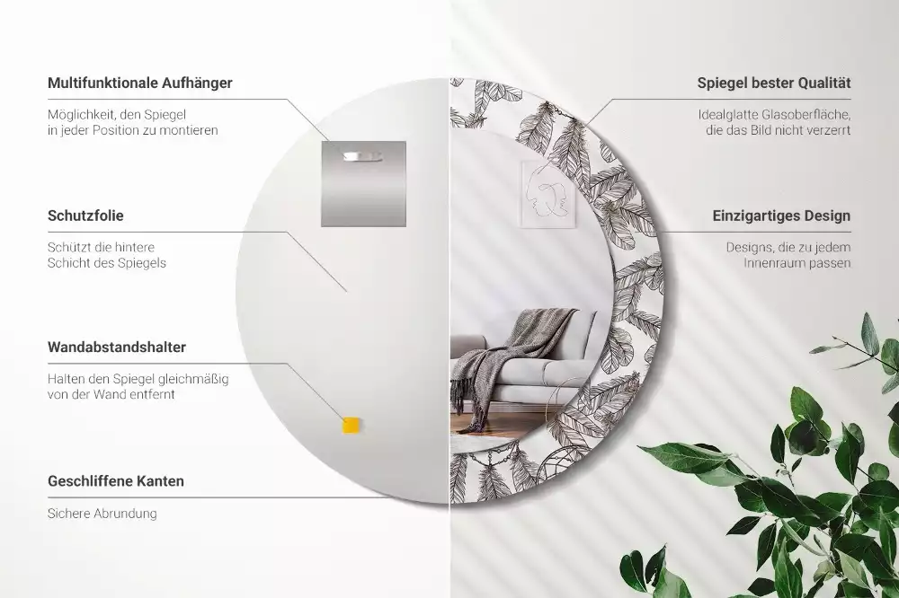 Lustro z drukowaną ramką z motywem łapacza snów