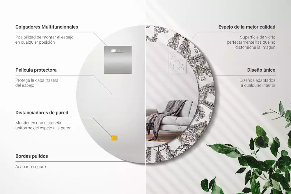 Lustro z drukowaną ramką z motywem łapacza snów