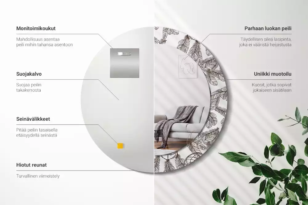 Lustro z drukowaną ramką z motywem łapacza snów