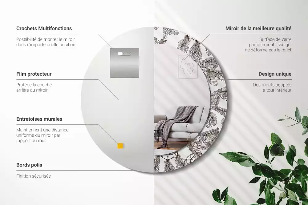 Lustro z drukowaną ramką z motywem łapacza snów