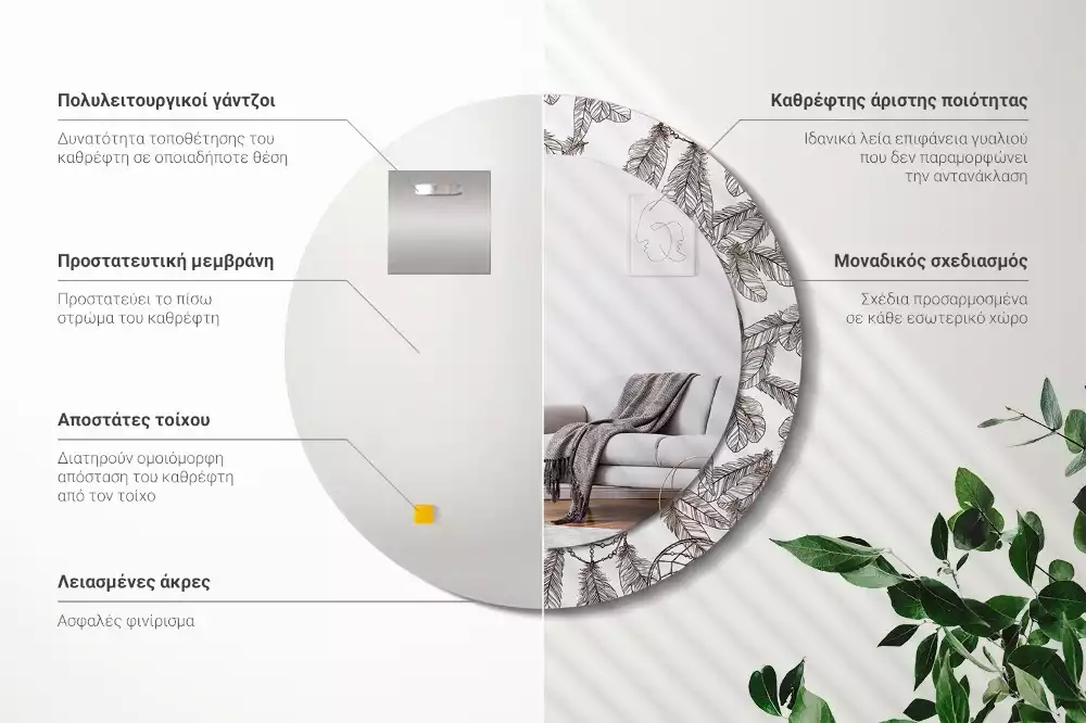 Lustro z drukowaną ramką z motywem łapacza snów