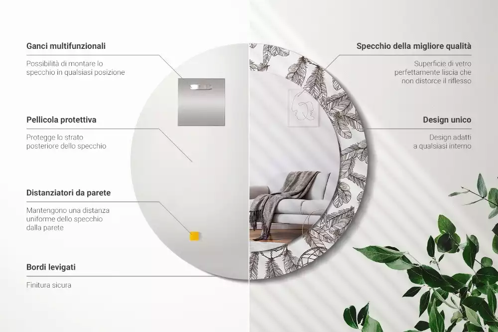 Lustro z drukowaną ramką z motywem łapacza snów