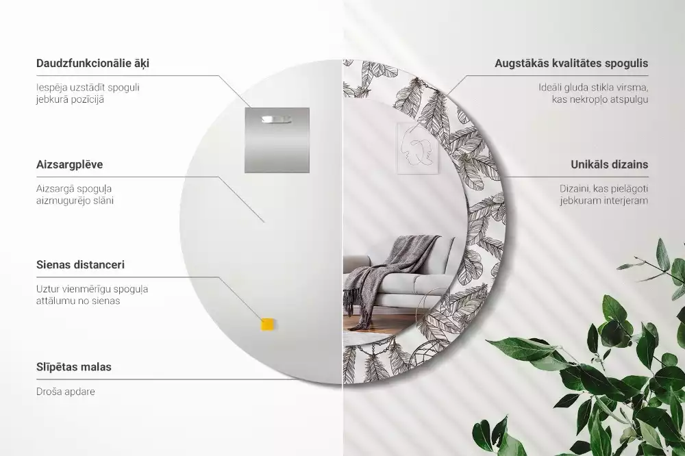 Lustro z drukowaną ramką z motywem łapacza snów