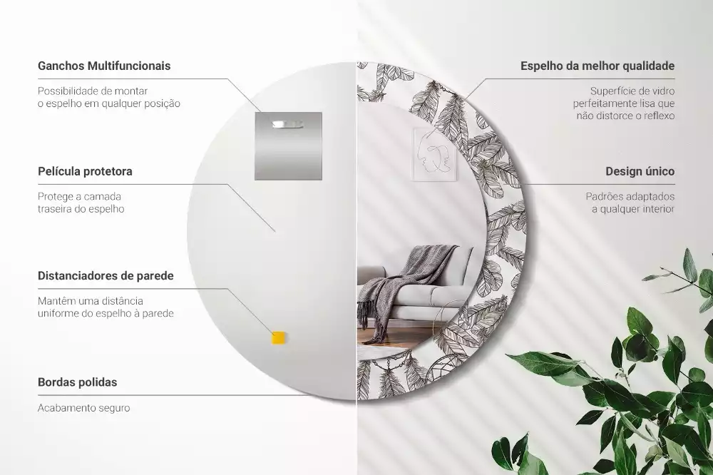 Lustro z drukowaną ramką z motywem łapacza snów