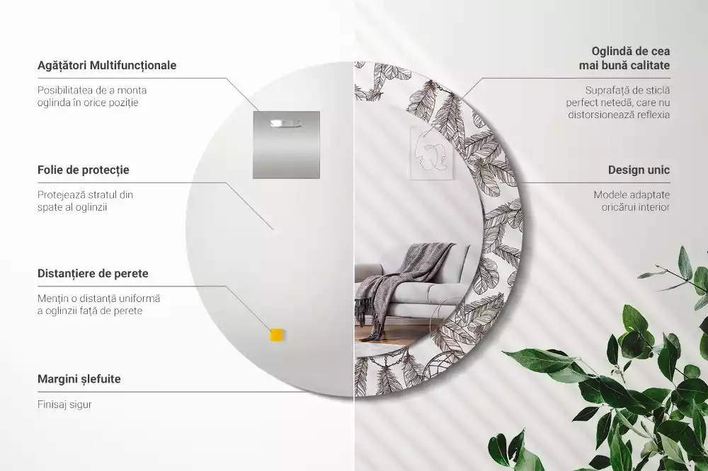 Lustro z drukowaną ramką z motywem łapacza snów