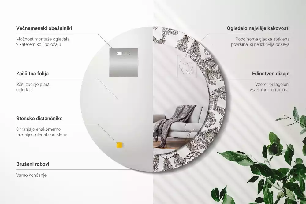 Lustro z drukowaną ramką z motywem łapacza snów