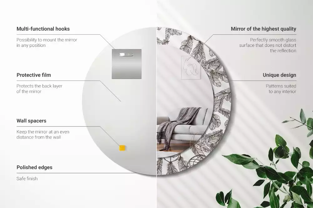 Lustro z drukowaną ramką z motywem łapacza snów