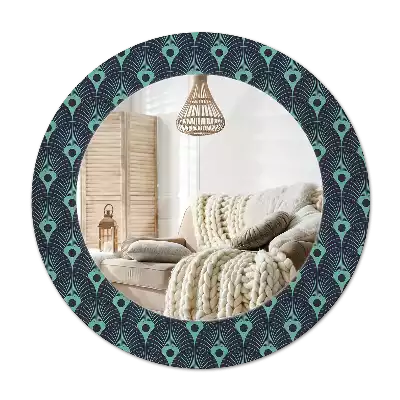 Lustro z drukowaną ramką okrągłe Kwiatowy wzór