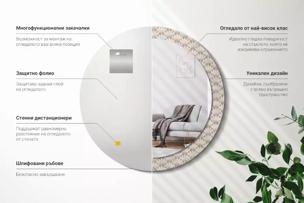 Lustro ścienne dekoracyjne z motywem orientalnego kwiatu