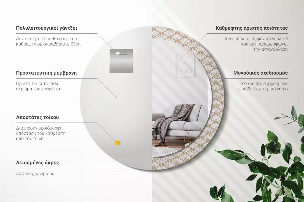 Lustro ścienne dekoracyjne z motywem orientalnego kwiatu