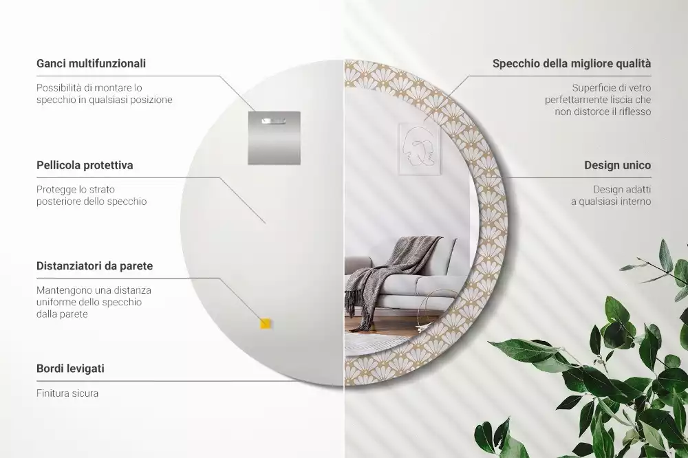 Lustro ścienne dekoracyjne z motywem orientalnego kwiatu