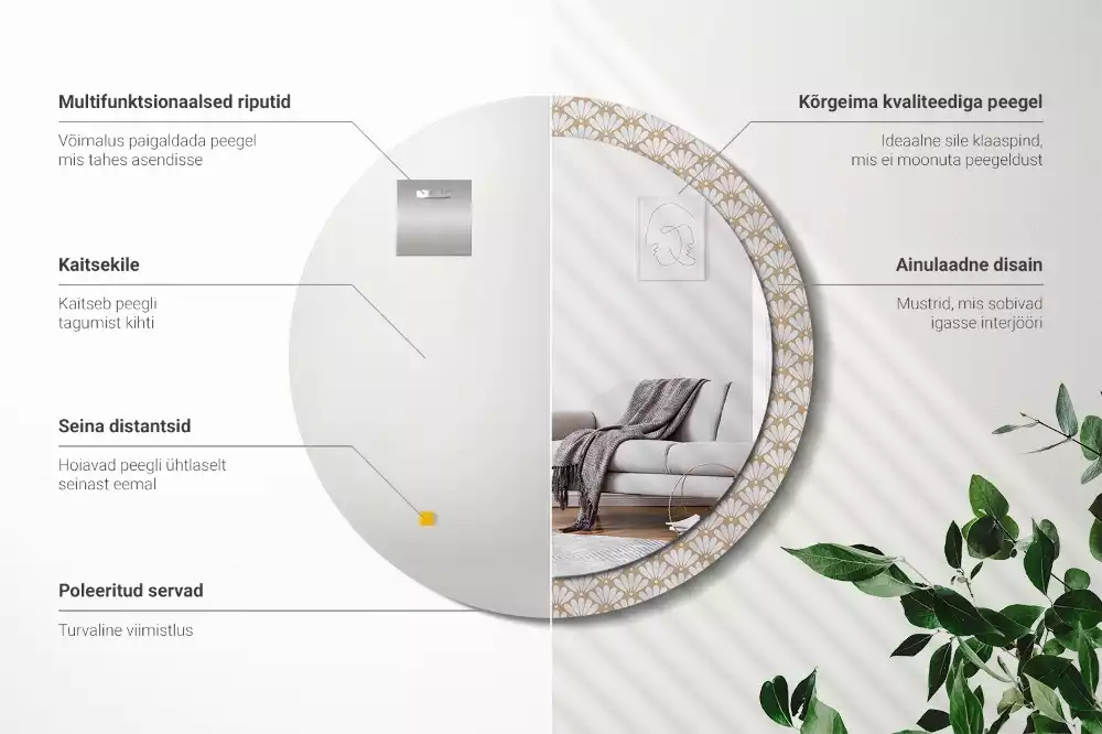 Lustro ścienne dekoracyjne z motywem orientalnego kwiatu