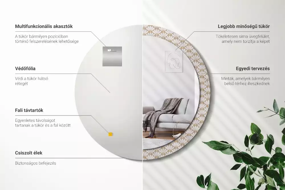 Lustro ścienne dekoracyjne z motywem orientalnego kwiatu