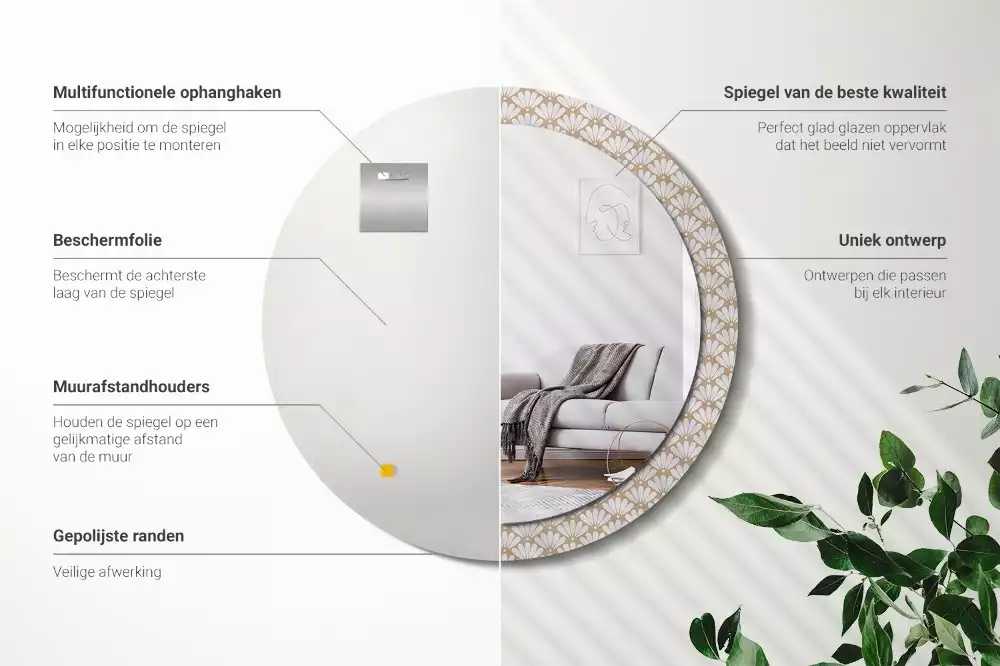 Lustro ścienne dekoracyjne z motywem orientalnego kwiatu