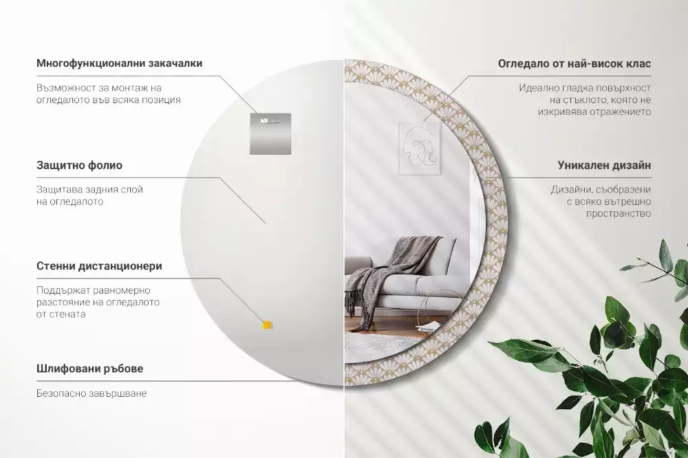 Lustro ścienne dekoracyjne z motywem orientalnego kwiatu