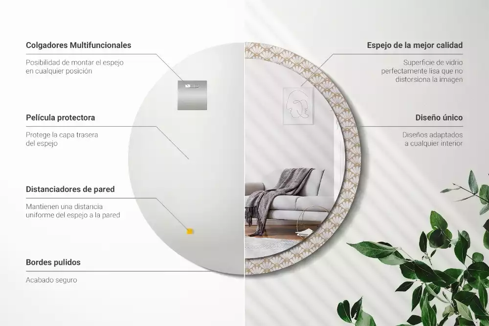 Lustro ścienne dekoracyjne z motywem orientalnego kwiatu