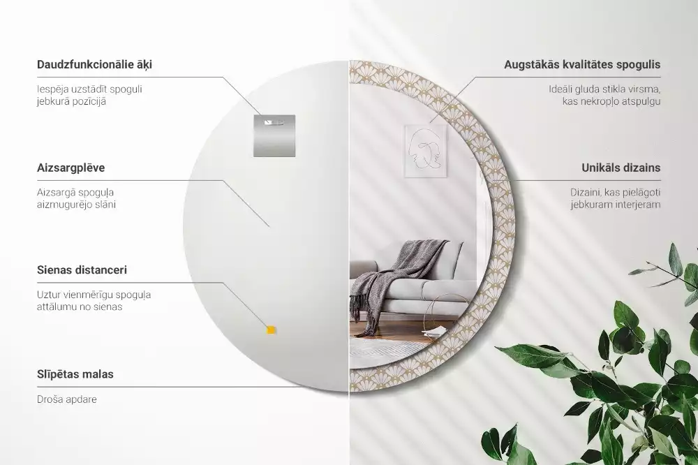 Lustro ścienne dekoracyjne z motywem orientalnego kwiatu