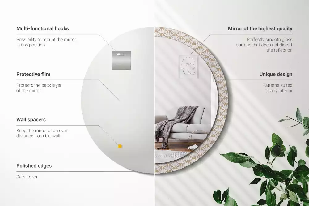 Lustro ścienne dekoracyjne z motywem orientalnego kwiatu