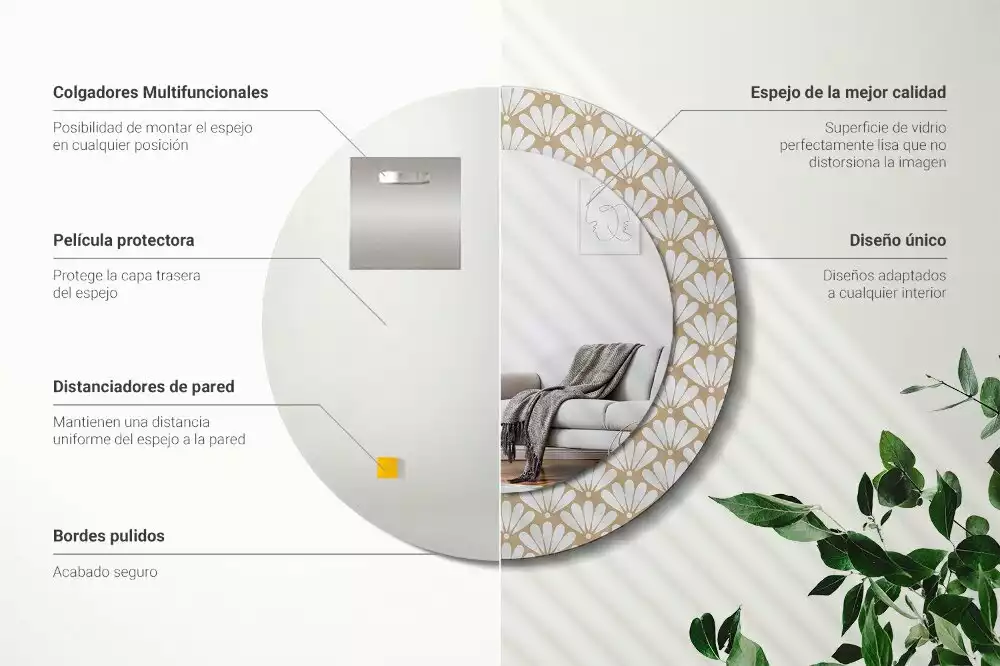 Lustro ścienne dekoracyjne z motywem orientalnego kwiatu