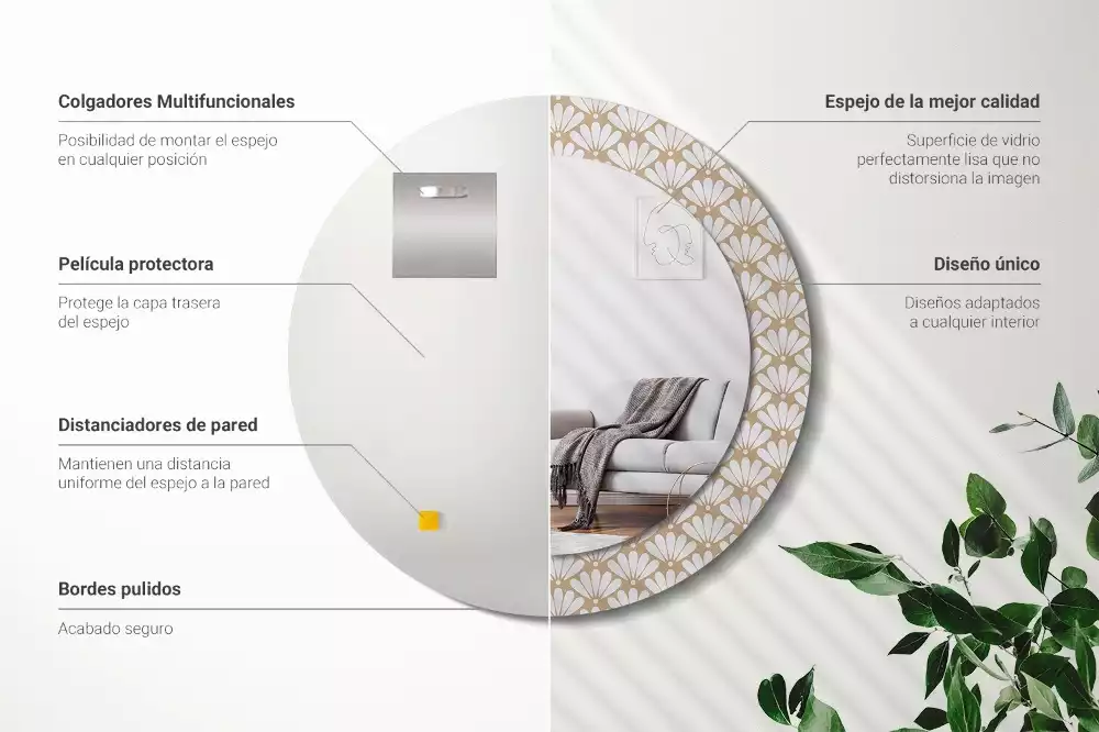 Lustro ścienne dekoracyjne z motywem orientalnego kwiatu