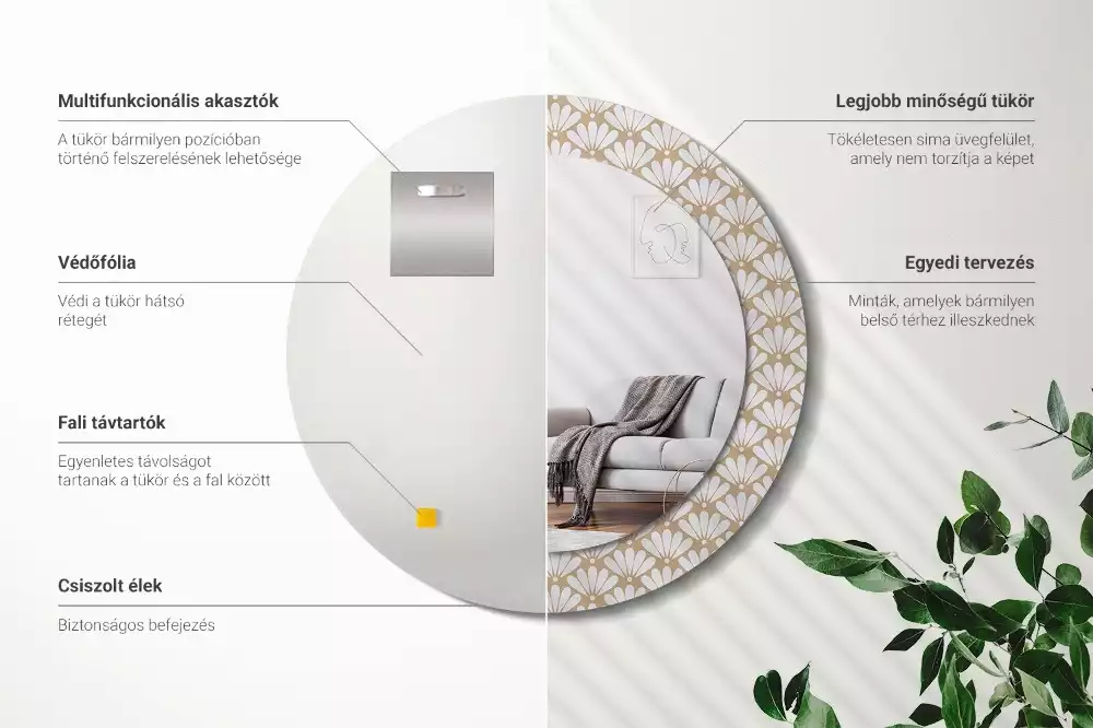 Lustro ścienne dekoracyjne z motywem orientalnego kwiatu