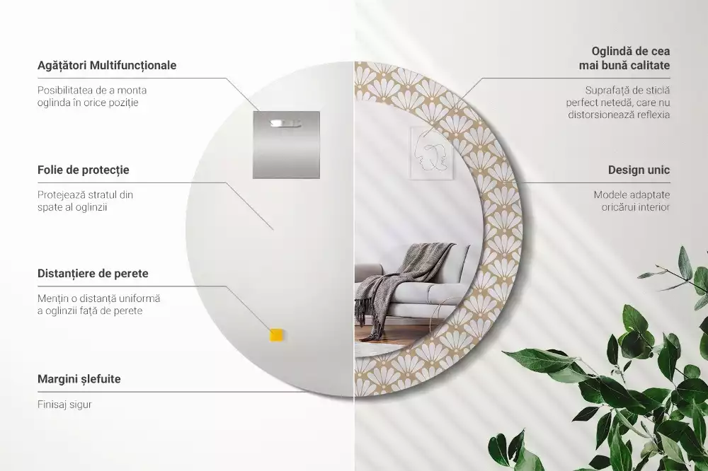 Lustro ścienne dekoracyjne z motywem orientalnego kwiatu