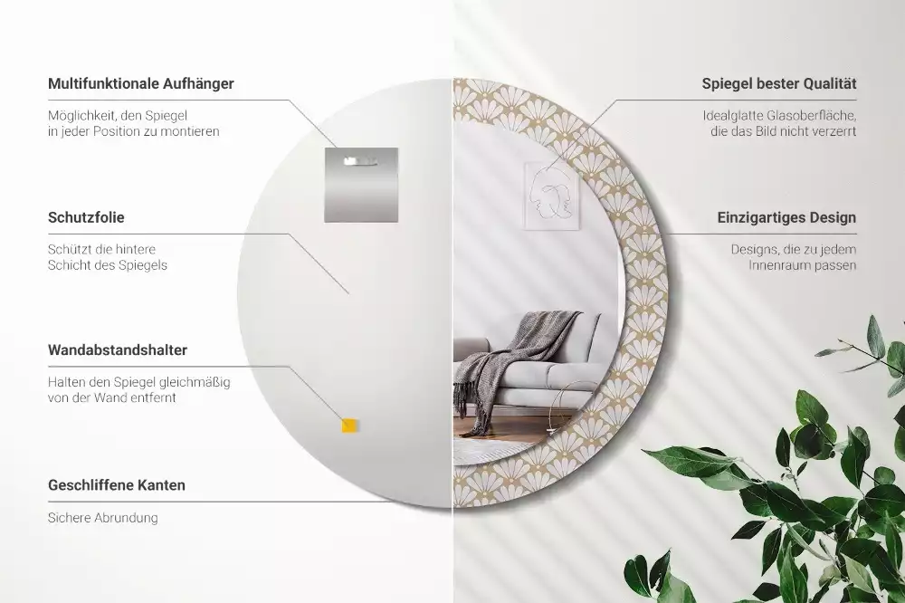 Lustro ścienne dekoracyjne z motywem orientalnego kwiatu