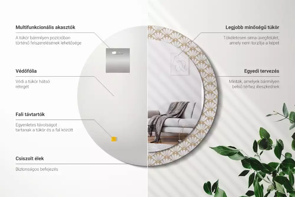 Lustro ścienne dekoracyjne z motywem orientalnego kwiatu