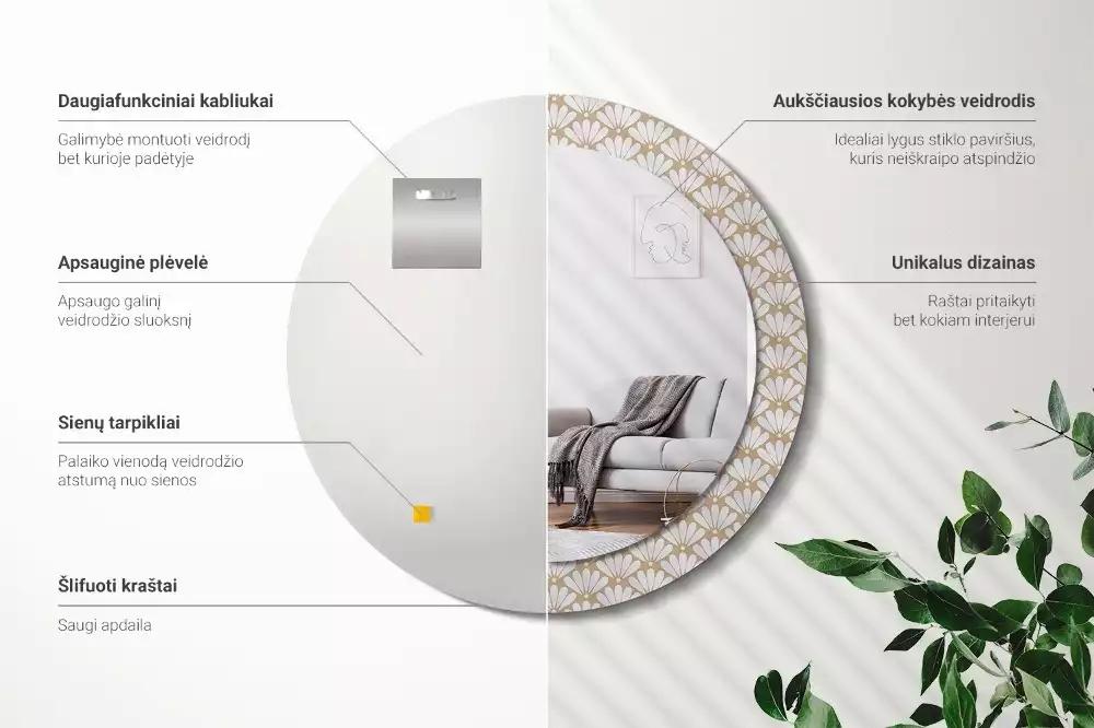 Lustro ścienne dekoracyjne z motywem orientalnego kwiatu