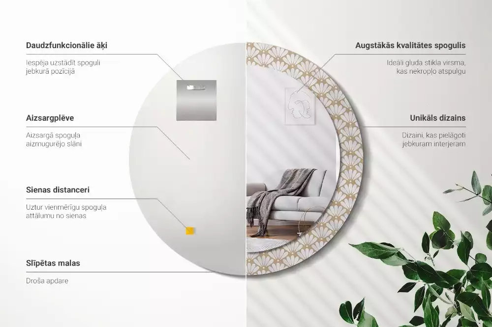 Lustro ścienne dekoracyjne z motywem orientalnego kwiatu