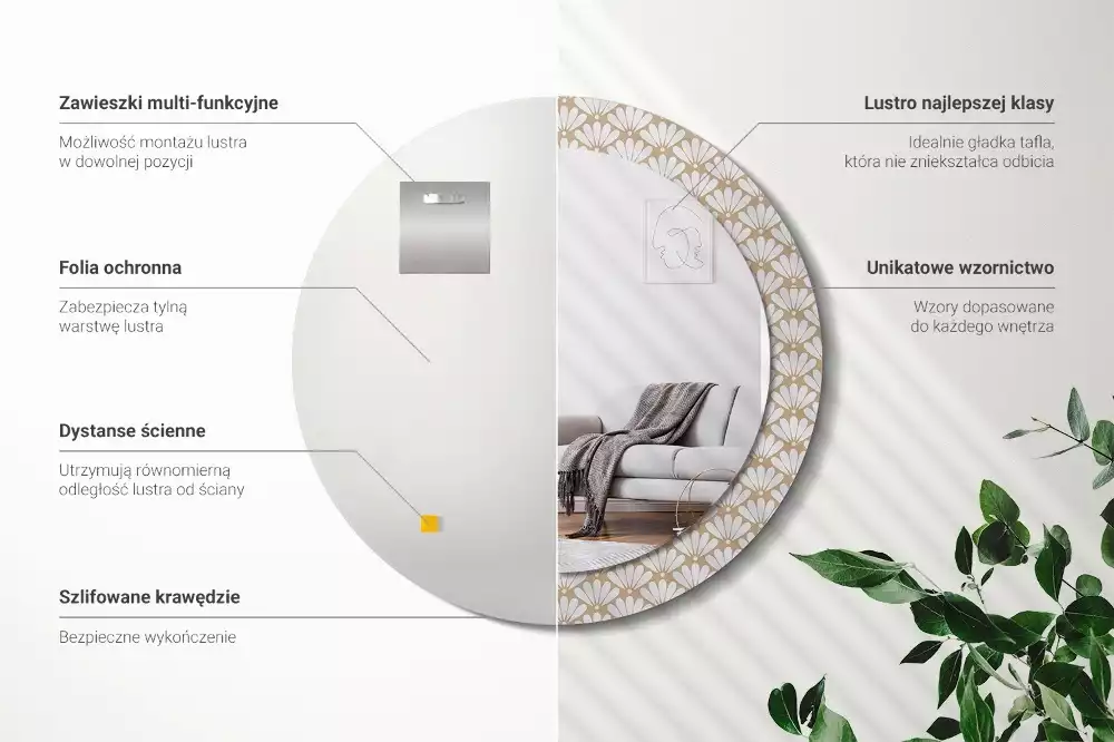 Lustro ścienne dekoracyjne z motywem orientalnego kwiatu