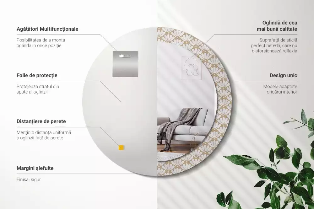 Lustro ścienne dekoracyjne z motywem orientalnego kwiatu