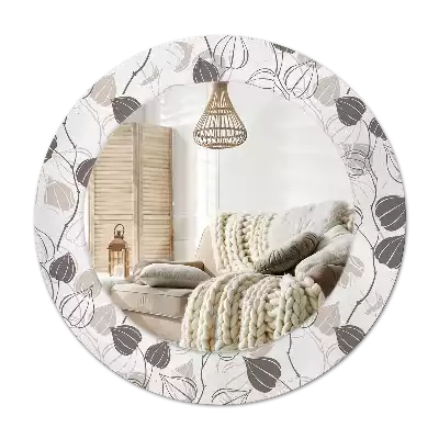 Lustro z ramą z nadrukiem w motywem abstrakcyjnych kwiatów, w formie okrągłej