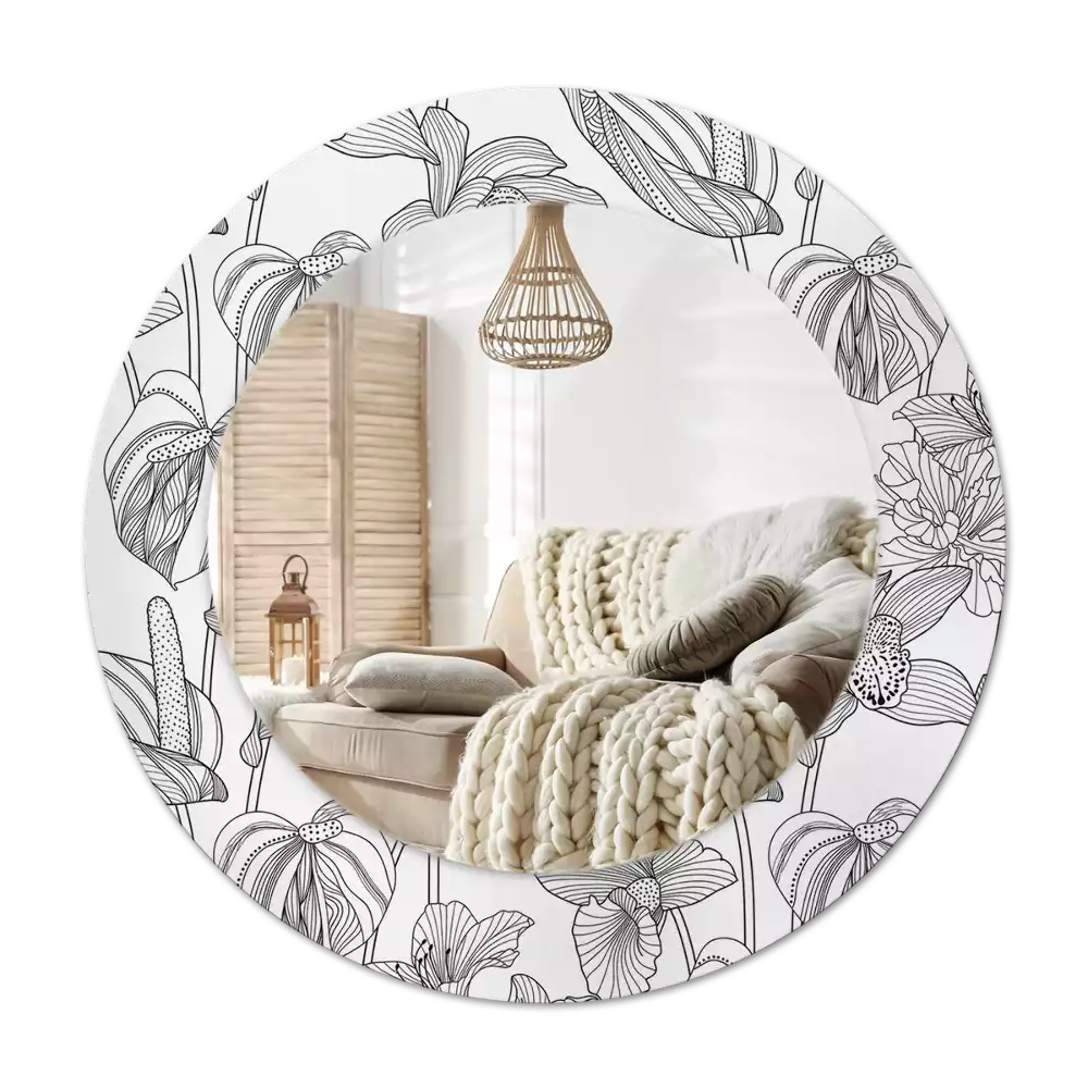 Lustro z drukowaną ramką w kwiatowy wzór