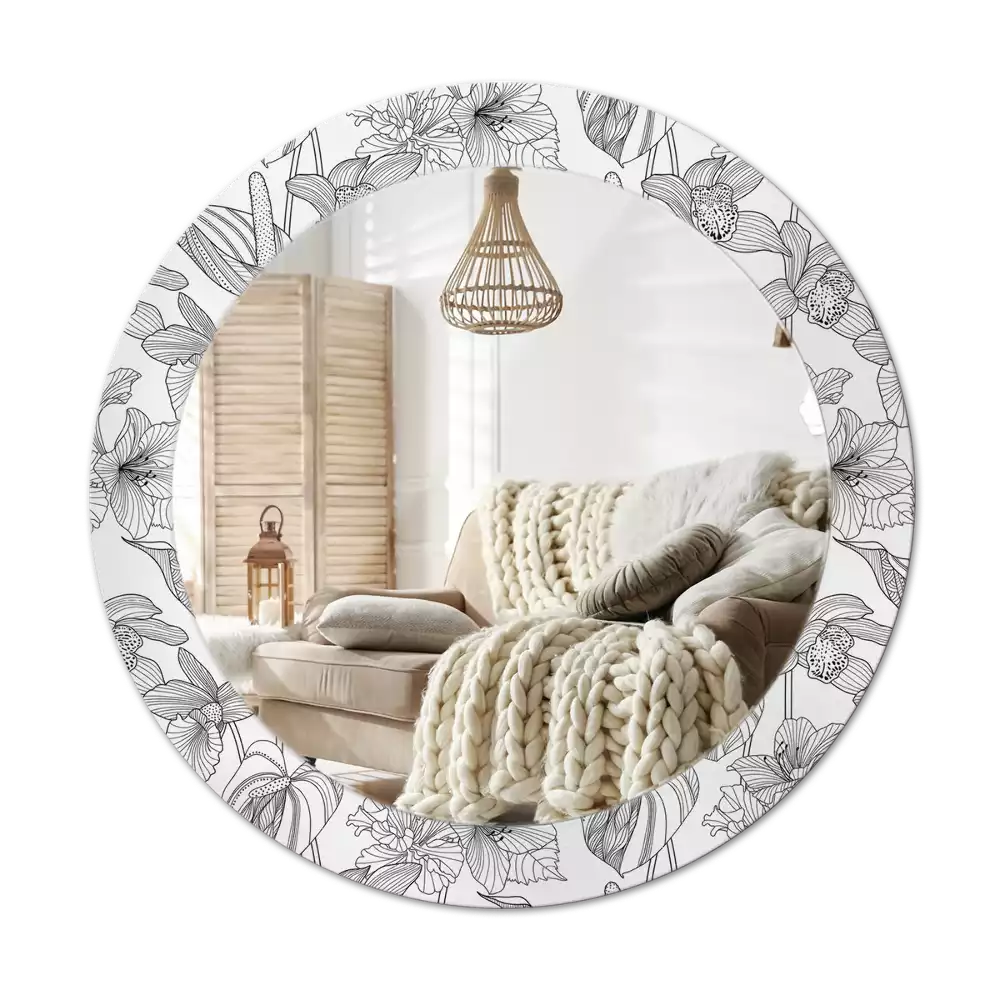 Lustro z drukowaną ramką w kwiatowy wzór