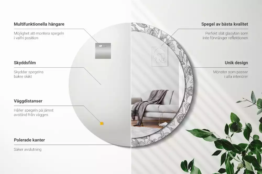 Lustro z drukowaną ramką w kwiatowy wzór