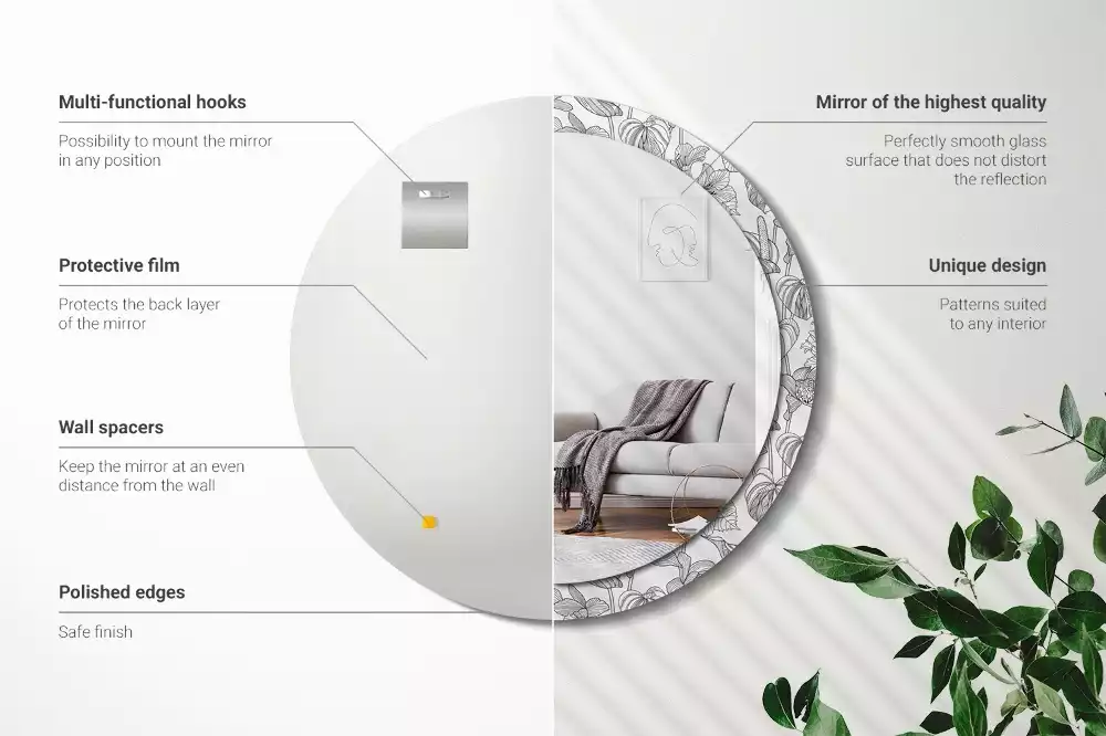 Lustro z drukowaną ramką w kwiatowy wzór