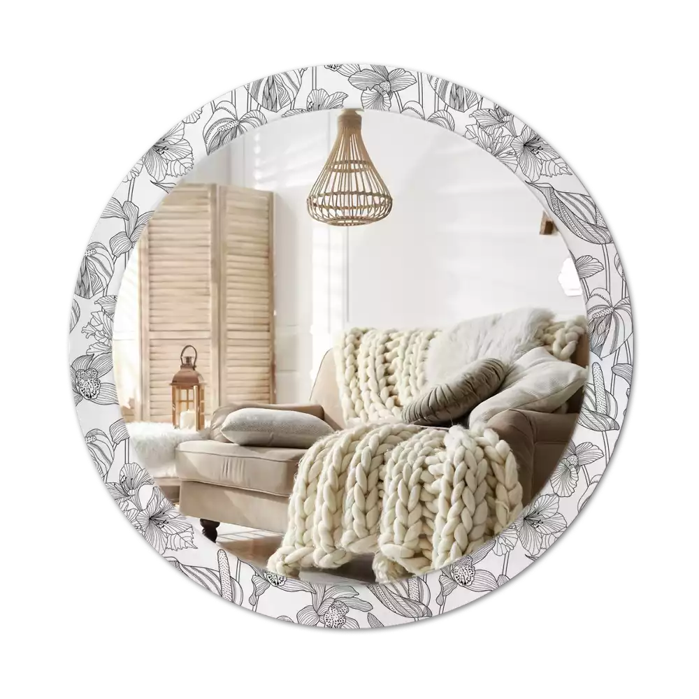 Lustro z drukowaną ramką w kwiatowy wzór