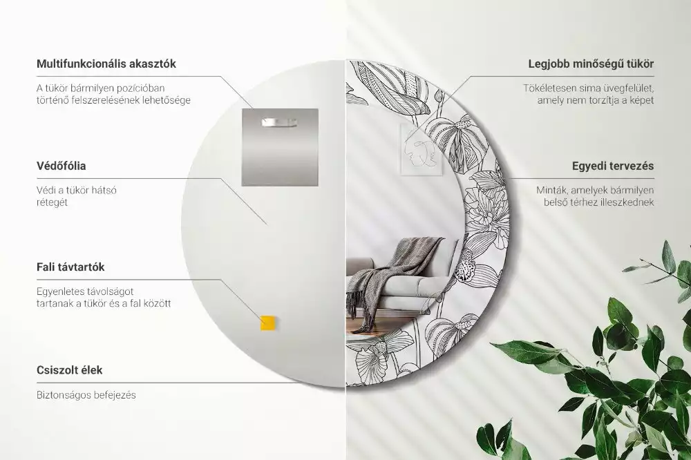 Lustro z drukowaną ramką w kwiatowy wzór